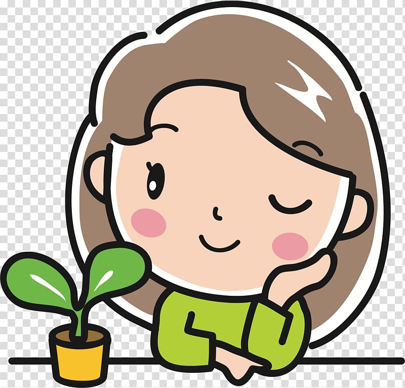 Girl with Plant Television , plant transparent background PNG clipart