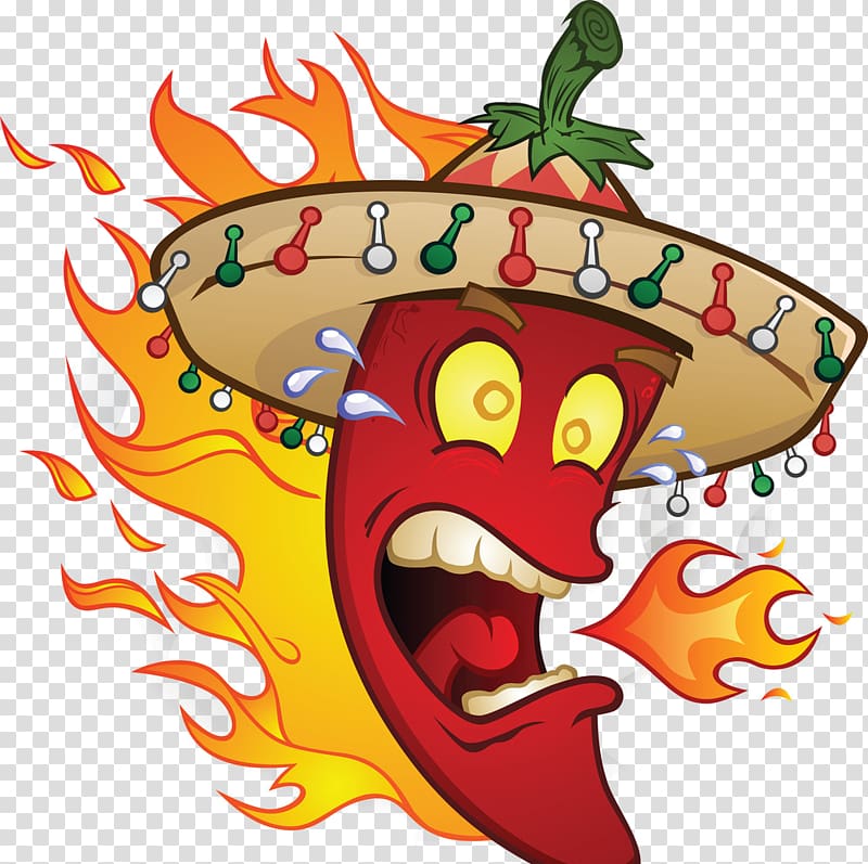 Chili pepper Chili con carne Mexican cuisine Cartoon, Spitfire pepper transparent background PNG clipart