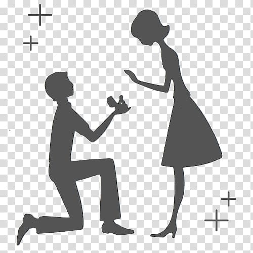Marriage proposal Silhouette Engagement , Silhouette transparent background PNG clipart