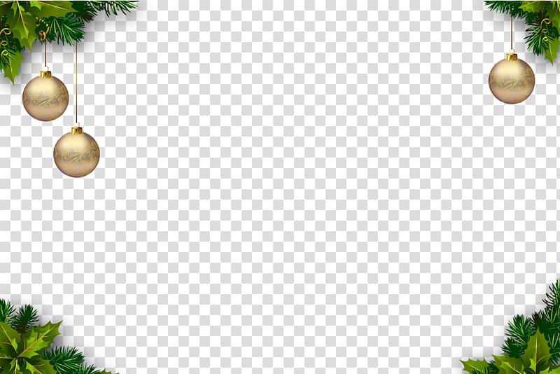 three gold Christmas baubles , Christmas tree Christmas ornament, Christmas Border transparent background PNG clipart