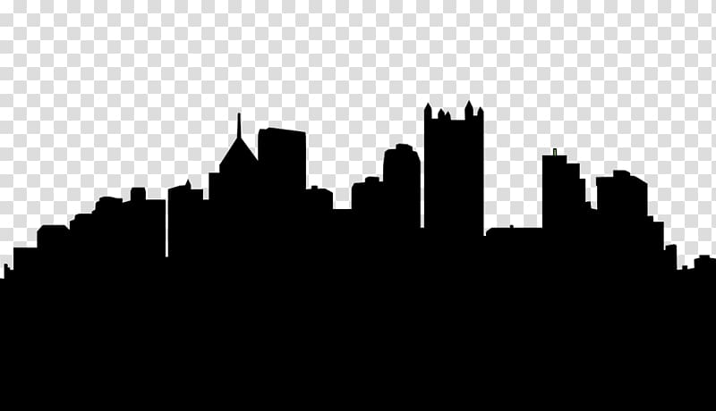 black high rise buildings illustration, Pittsburgh Skyline Silhouette , Pittsburgh Skyline Outline transparent background PNG clipart