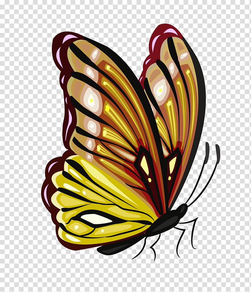 brown and black butterfly illustration, Butterfly Purple , Yellow and Brown Butterfly transparent background PNG clipart