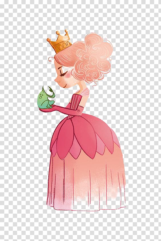 The Frog Prince Princess Illustration, Hand-painted princess transparent background PNG clipart