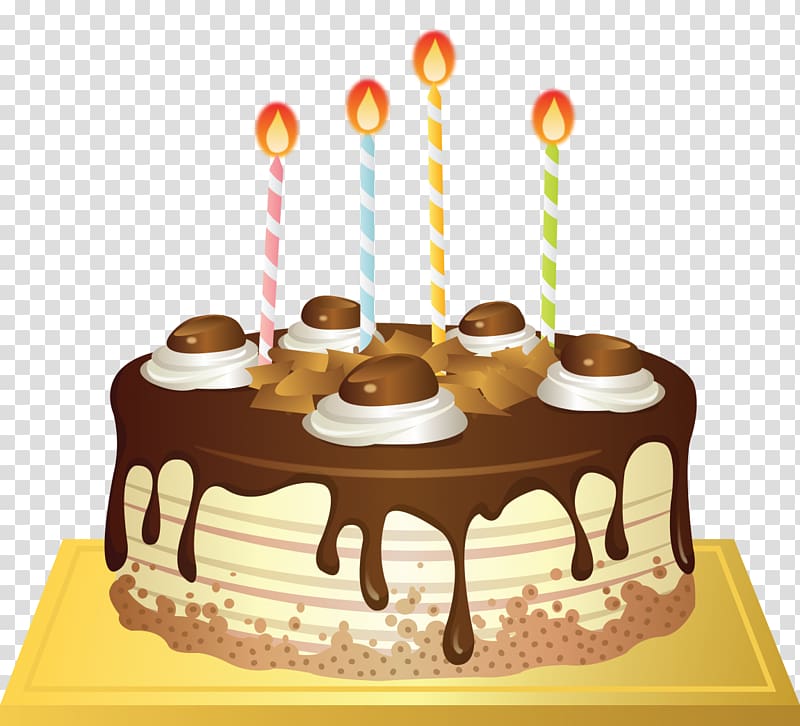 Torte Birthday cake Chocolate cake , It was filled with birthday cake candles transparent background PNG clipart
