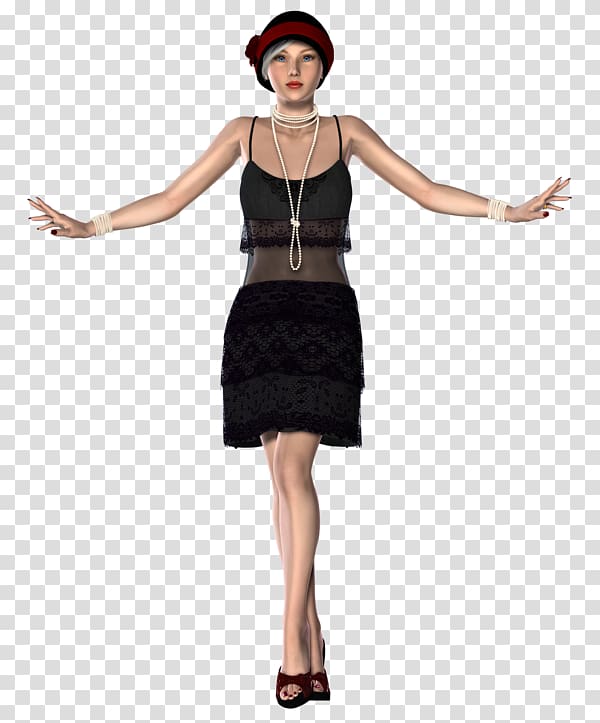 1920s Flapper Roaring Twenties Fashion Dress, GIRL SEXY transparent background PNG clipart