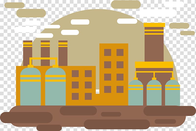 yellow buildings illustration, Factory Pollution Euclidean Sewage treatment, twilight polluting industries transparent background PNG clipart