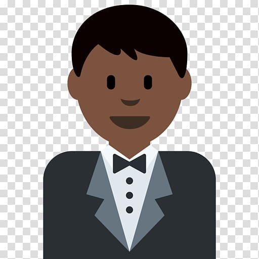 Emoji domain Tuxedo Man Dark skin, Emoji transparent background PNG clipart