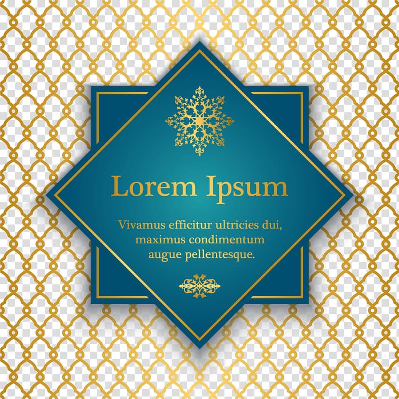 Lorem Ipsum logo, Golden pattern blue background transparent background PNG clipart
