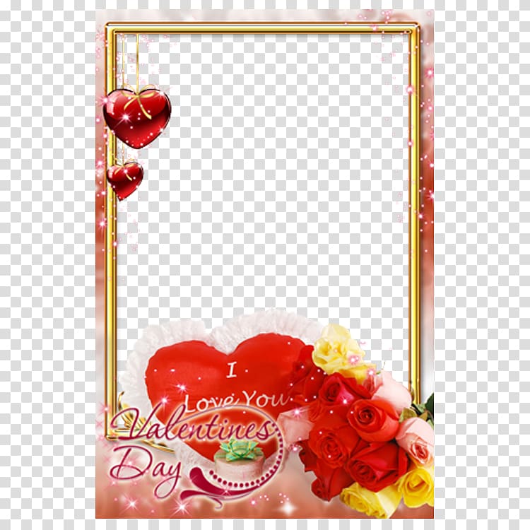 rectangular gold, red, and white floral Valentine's Day border , Wedding invitation Application software , Border wedding invitations templates transparent background PNG clipart