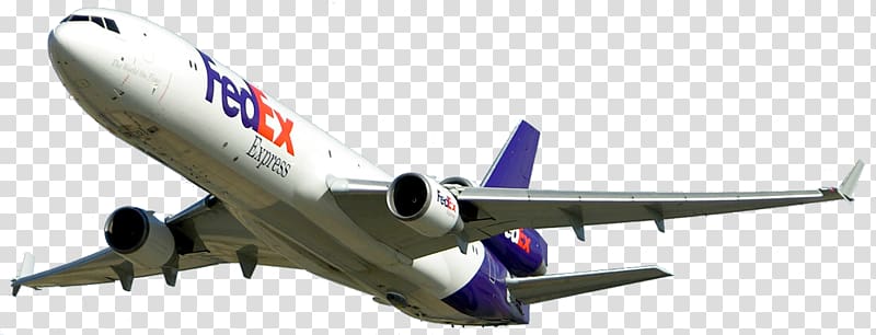 white and blue FedEx Express airliner, FedEx McDonnell Douglas MD-11 Courier Management Mail, the plane transparent background PNG clipart