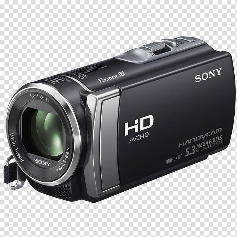black Sony Handycam, Video camera Handycam 1080p Sony camcorders, Video camera transparent background PNG clipart
