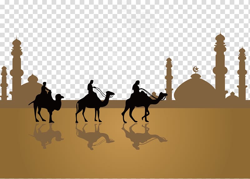 The Three Kings illustration, Mosque Arabic Ramadan Islamic geometric patterns, camel transparent background PNG clipart