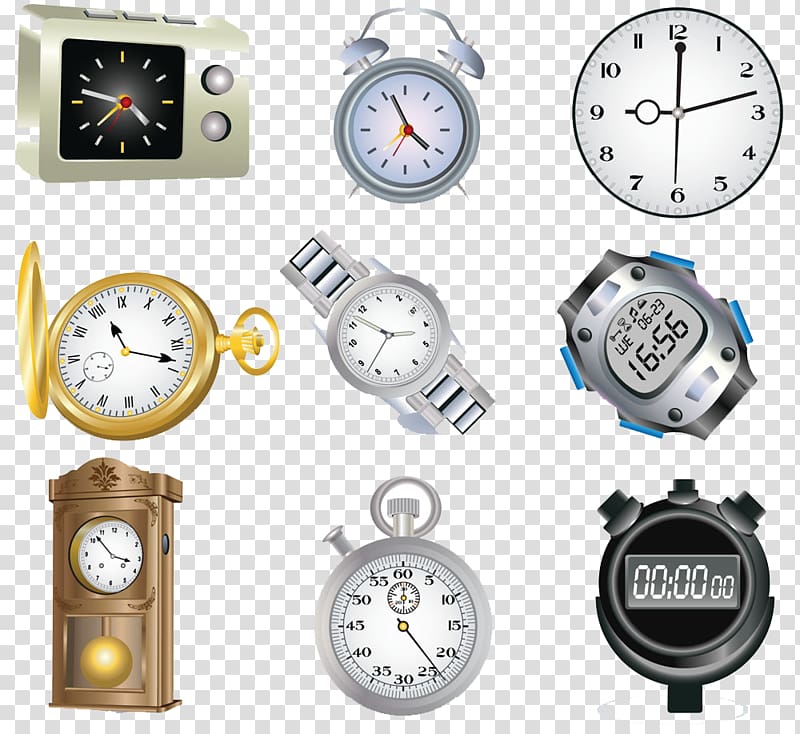 Clock Watch Euclidean , Hand-painted clock collection transparent background PNG clipart