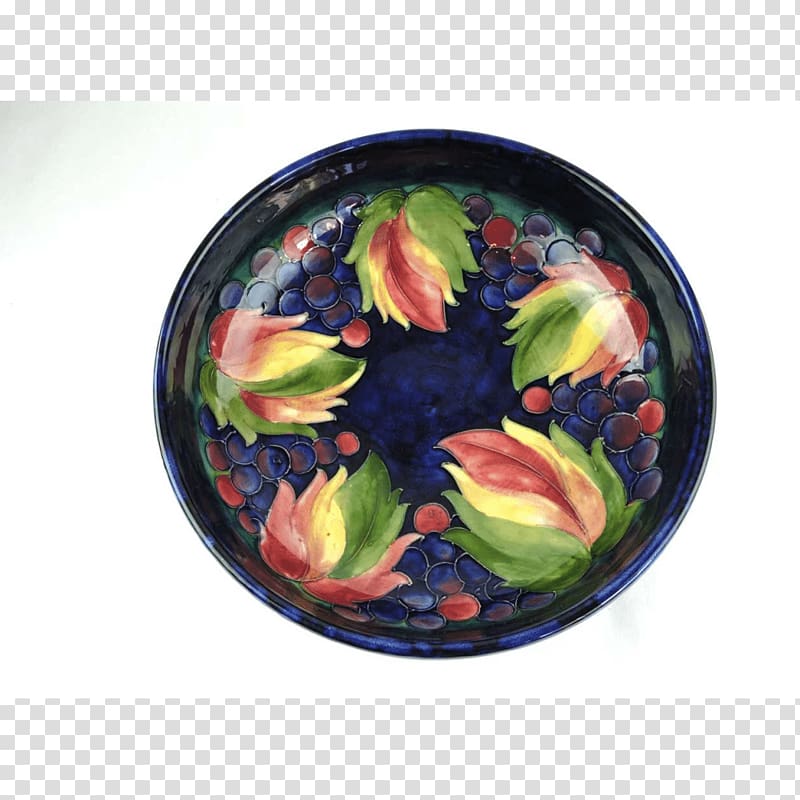 Moorcroft Plate Ceramic Pottery Bowl, hand painted autumn leaves transparent background PNG clipart