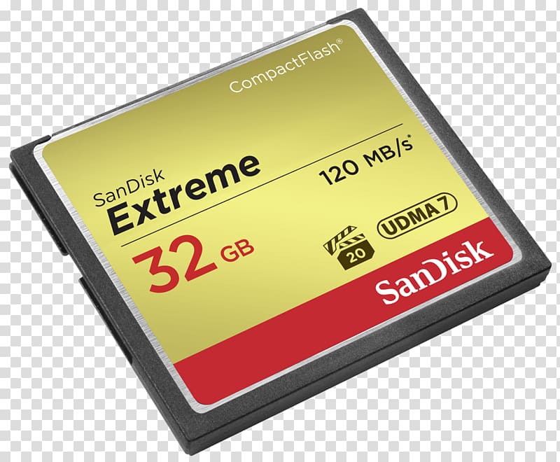 Flash Memory Cards CompactFlash SanDisk UDMA, memory card transparent background PNG clipart