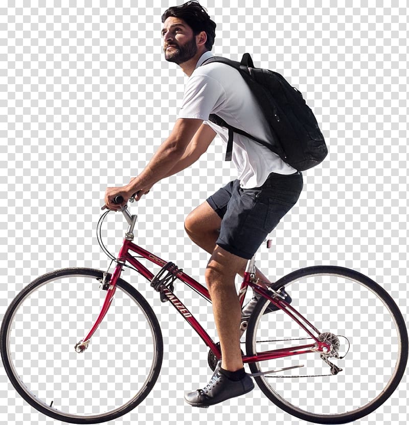 man wearing white t-shirt riding bicycle, Bicycle pedal Architecture Manhattan & Brooklyn, Cycling transparent background PNG clipart
