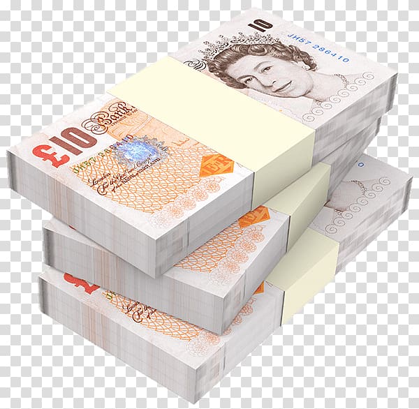 three bundles of 10 Euro banknotes, Stacks Of Ten Pound Notes transparent background PNG clipart