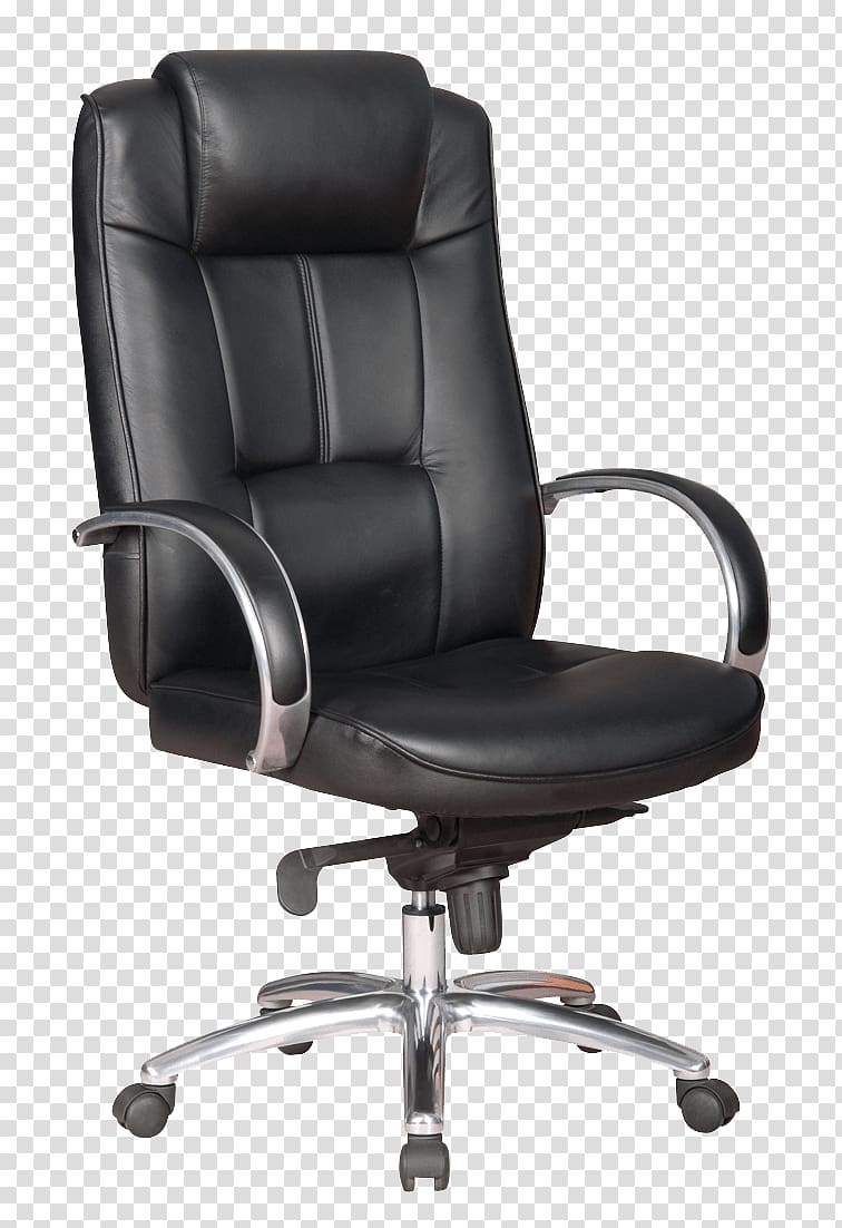 close-up of black leather rolling armchair, Office chair Table Swivel chair, Office Chair transparent background PNG clipart