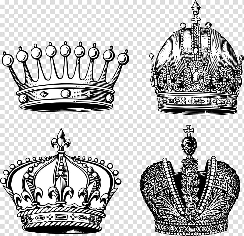 four crown drawing sketch illustrations, Crown Drawing Coroa real Monarch, Creative Crown transparent background PNG clipart