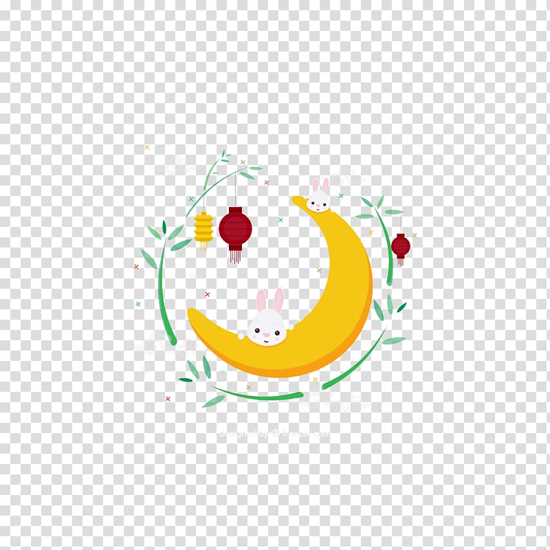 white rabbit and lantern , Mid-Autumn Festival Moon rabbit Illustration, Mid Autumn Moon rabbit transparent background PNG clipart