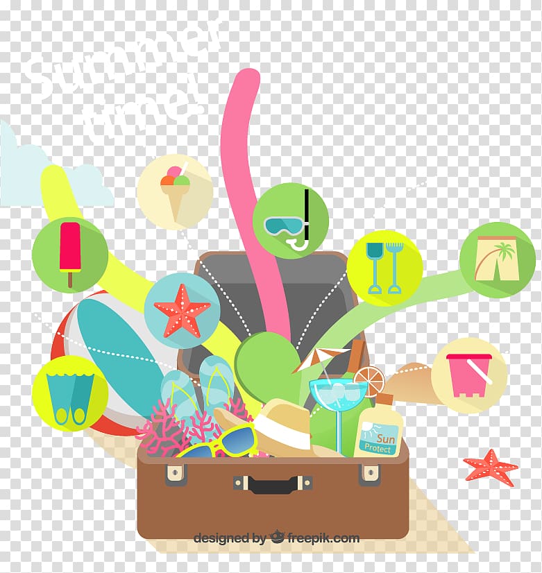 Illustration, Summer beach vacation illustrator material transparent background PNG clipart