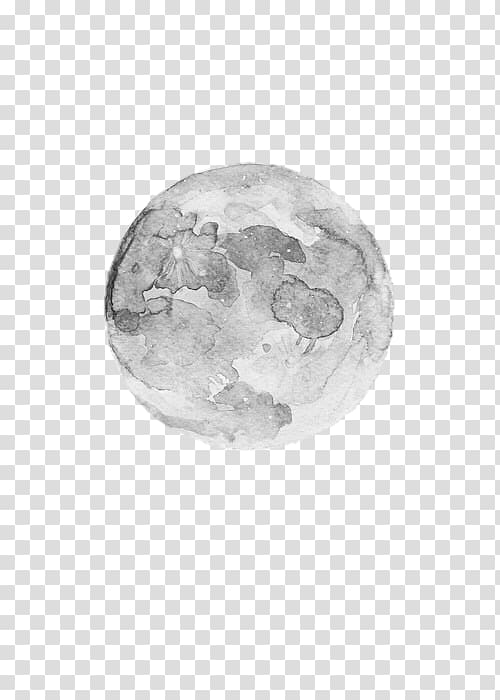 moon illustration, Watercolor painting Ink wash painting Moon, Ink Moon transparent background PNG clipart