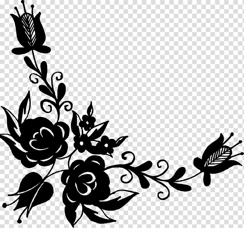 black floral art, Flower , floral corner transparent background PNG clipart