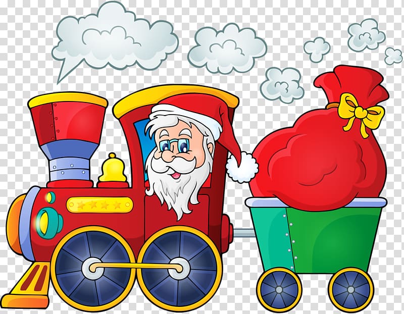 Train Santa Claus Christmas Illustration, Santa Claus transparent background PNG clipart
