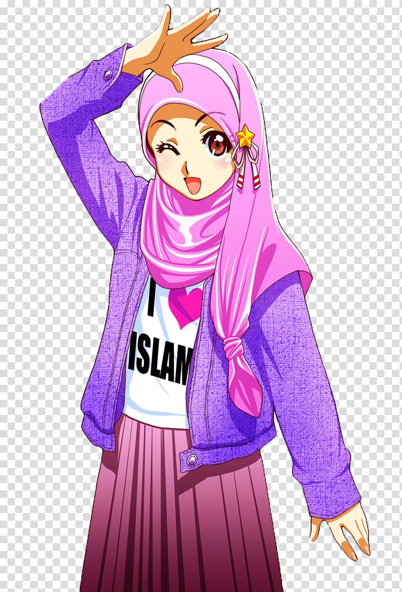 Hijab Muslim Islam Drawing Comics, Anime muslim transparent background PNG clipart