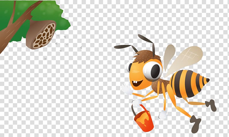 Apidae Honeycomb Honey bee, Cartoon Honey Honey Bee on Honeycomb transparent background PNG clipart