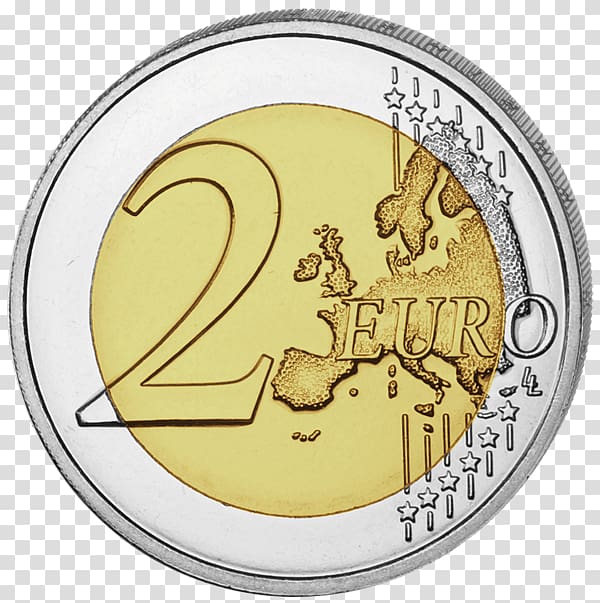 Euro coins 2 euro coin Euro banknotes, 50 fen coins transparent background PNG clipart