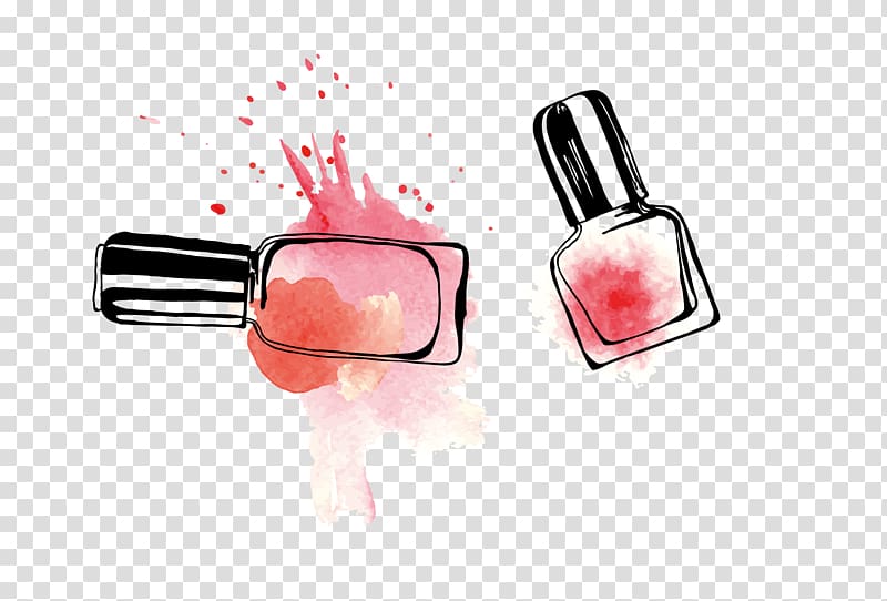 two nail polish bottles illustration, Nail polish Cosmetics Make-up Cosmetology, Nail Polish transparent background PNG clipart