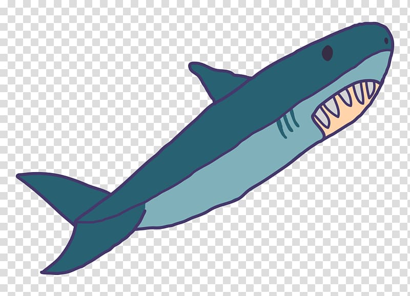Ferocious Sharks Porpoise Illustration, Ferocious hand-painted blue cartoon shark transparent background PNG clipart