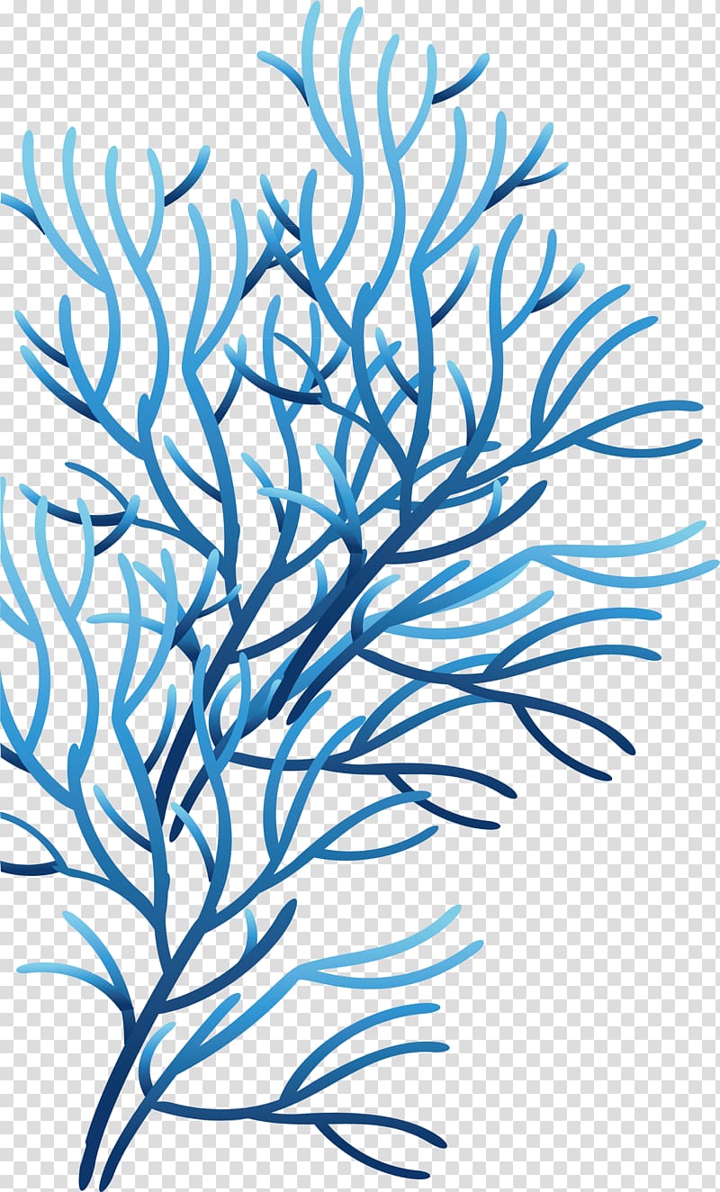 blue tree branch illustration, Coral Sea , Green algae decoration design transparent background PNG clipart