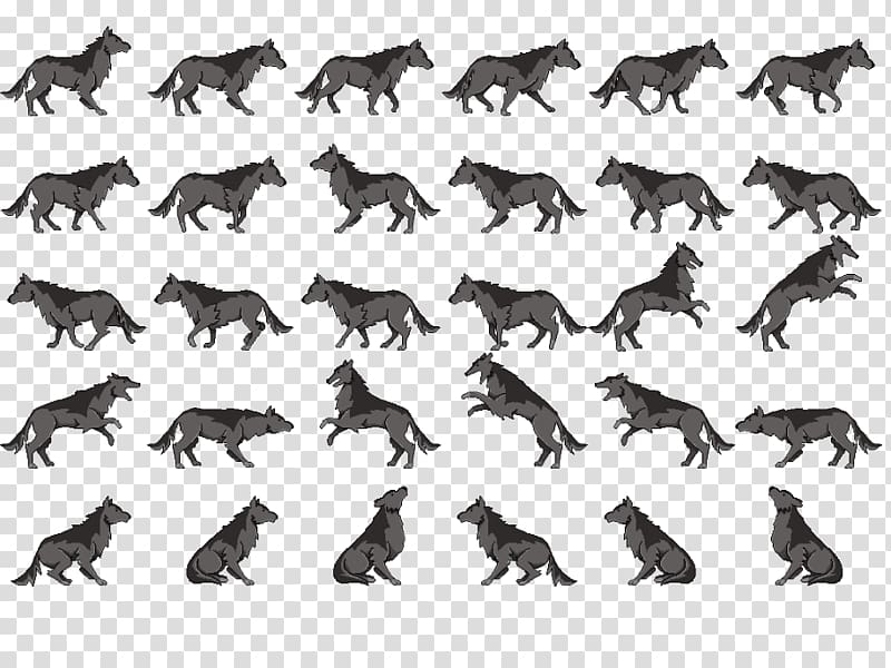 gray and black dog art, Sprite 2D computer graphics Game African wild dog, ace transparent background PNG clipart