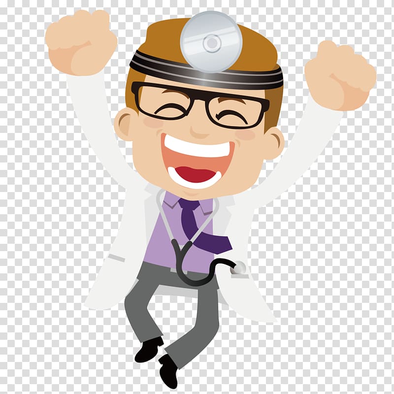Physician Cartoon , Excited male doctor transparent background PNG clipart