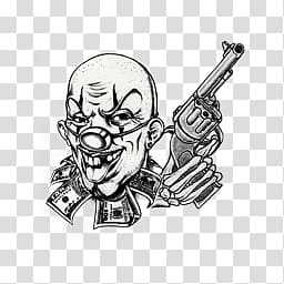 clown holding gun , Clown and Gun Tattoo transparent background PNG clipart