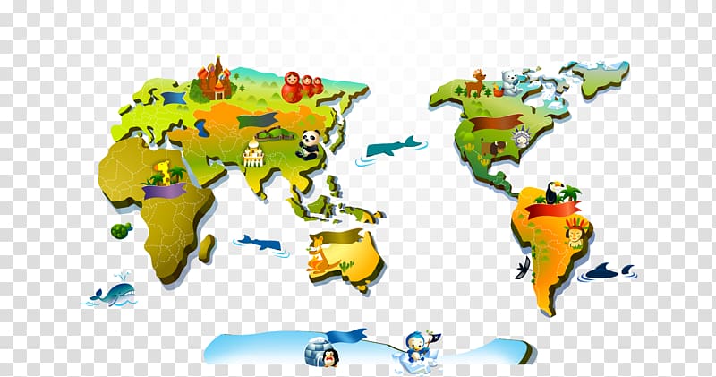 Wall Bedroom World map Drawing room , Cartoon map of the world transparent background PNG clipart