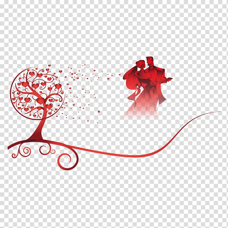 red tree painting, , Creative wedding pattern transparent background PNG clipart