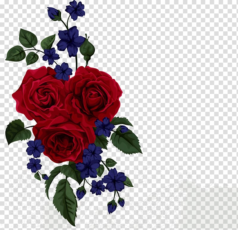 red, blue, and green rose flowers illustration, Beach rose Flower, Bouquet of red roses decorated transparent background PNG clipart