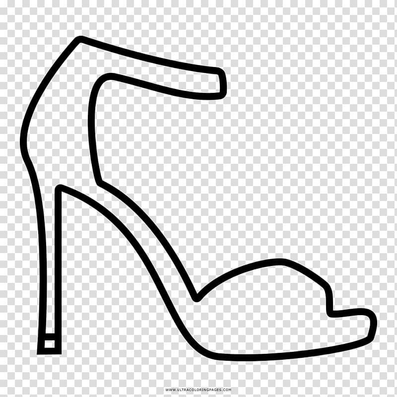 High-heeled shoe Drawing Coloring book Absatz Black and white, sandal transparent background PNG clipart