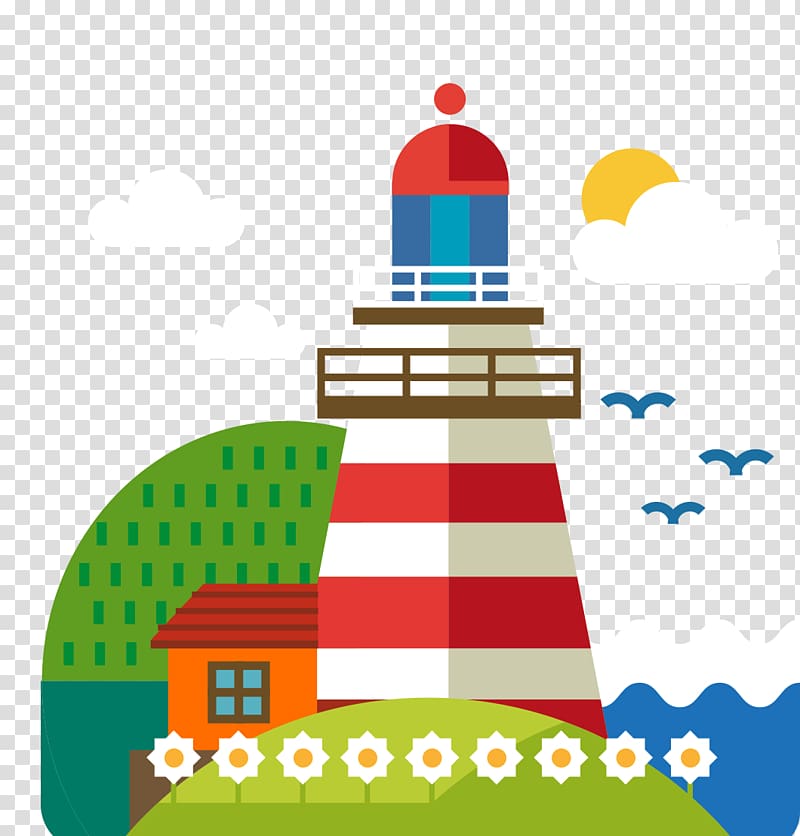 Cartoon Lighthouse, Cartoon city transparent background PNG clipart
