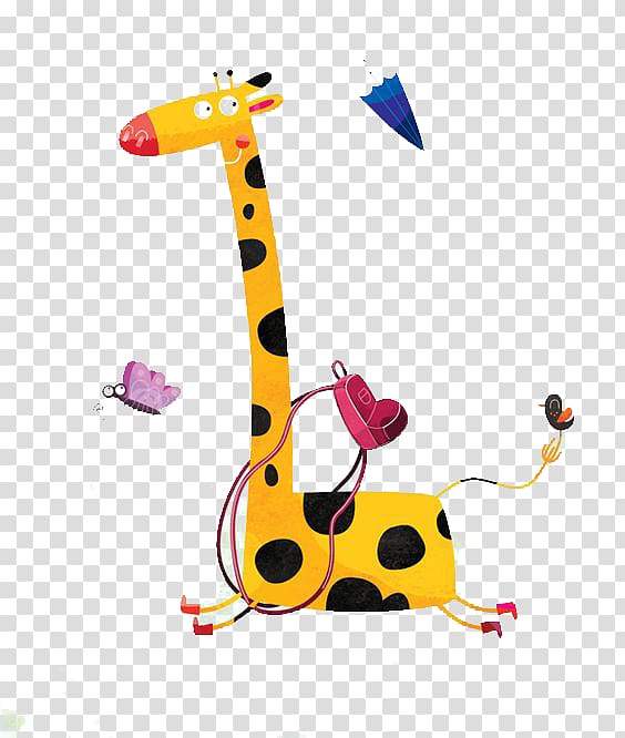 Giraffe Drawing Watercolor painting Illustration, Cartoon Giraffe transparent background PNG clipart