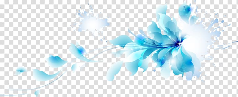 teal flower illustration, Blue Flower, Bright blue pattern material transparent background PNG clipart