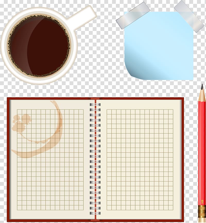 Paper Post-it note Office, wooden table coffee and notepad transparent background PNG clipart