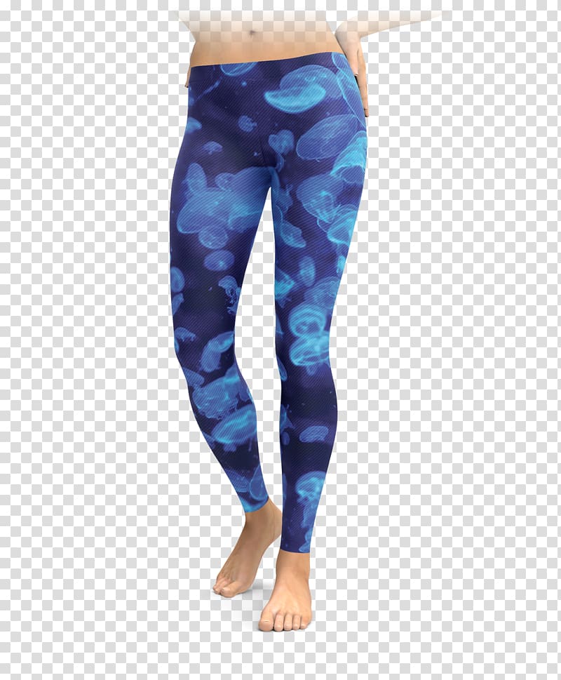 T-shirt Leggings Yoga pants Top, blue jellyfish transparent background PNG clipart