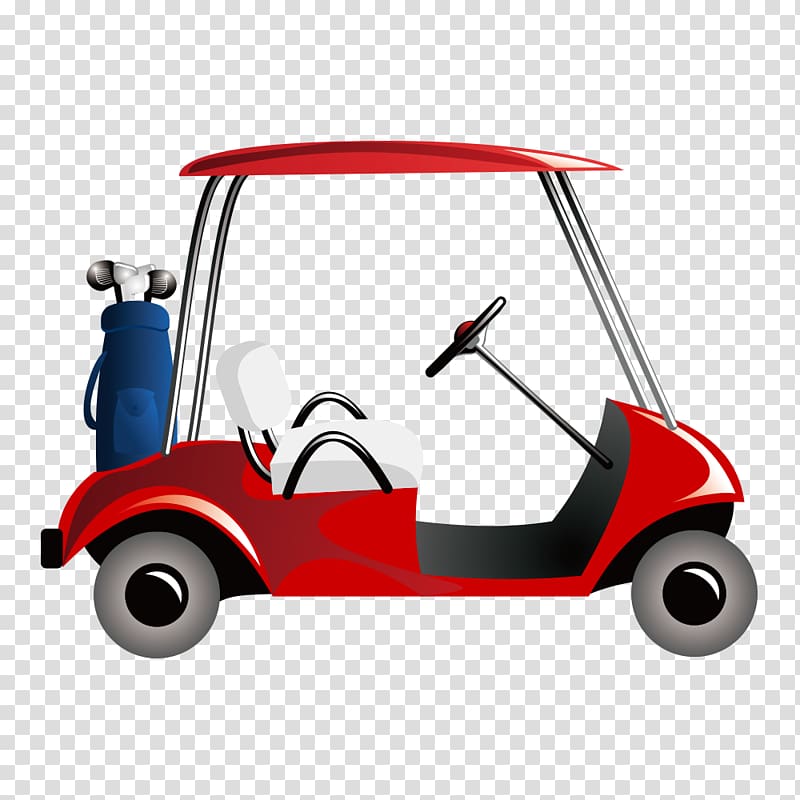 red golf cart, Golf course Golf club Tee, Golf car transparent background PNG clipart