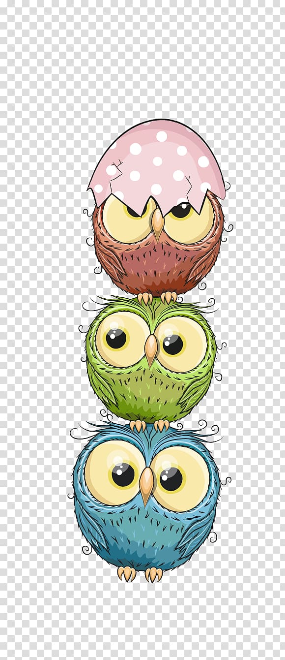 three red, green, and blue owls , Owl Bird Chicken , Chicken eggshell transparent background PNG clipart