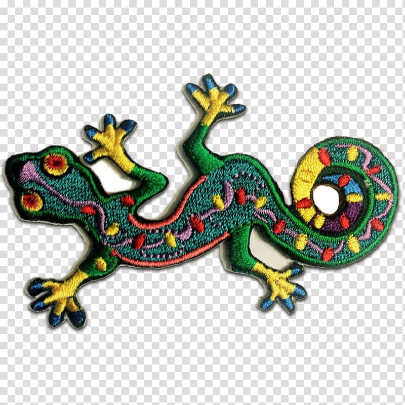 Embroidered patch Iron-on Embroidery Gecko Appliqué, Tier transparent background PNG clipart