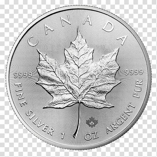 Canadian Silver Maple Leaf Canadian Gold Maple Leaf Silver coin Bullion coin, silver coin transparent background PNG clipart